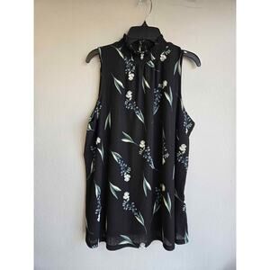 APT. 9 Black Floral Print Sleeveless Blouse